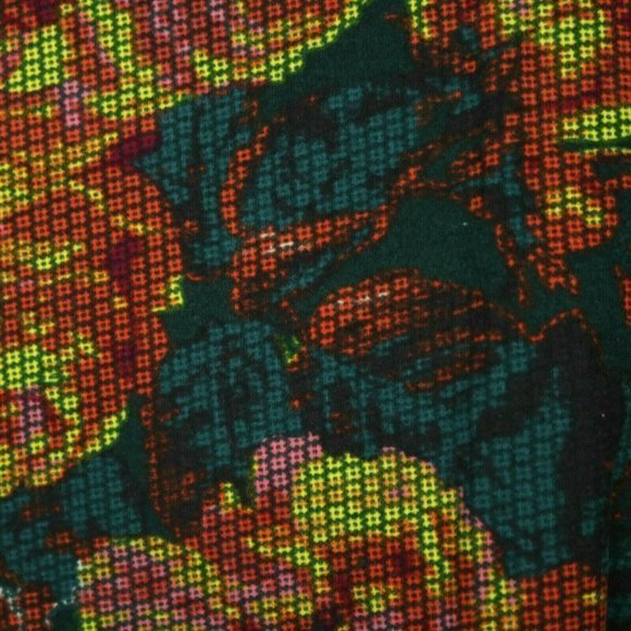 LuLaRoe Leggings Orange Green Yellow Pink Digital Roses Floral One Size OS‎ - Picture 9 of 11